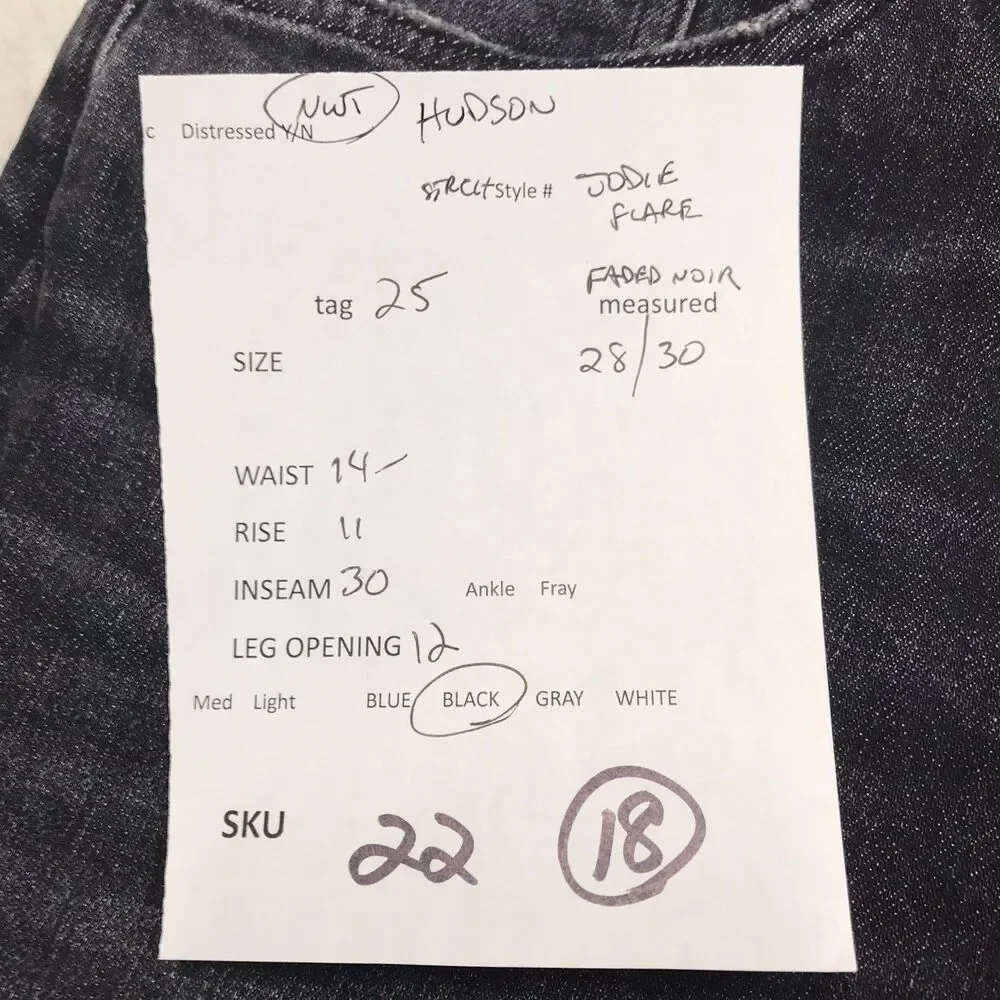 NWT HUDSON Jodie Flare Jean Women 25 (28x30) Faded Noir Black Wash Distressed - Picture 16 of 16